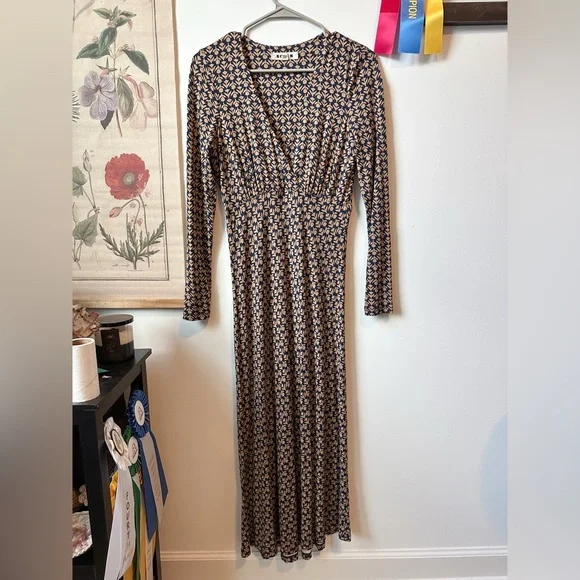 Boden Navy and Brown Floral Maxi Dress, Size 6 - Picture 4 of 12